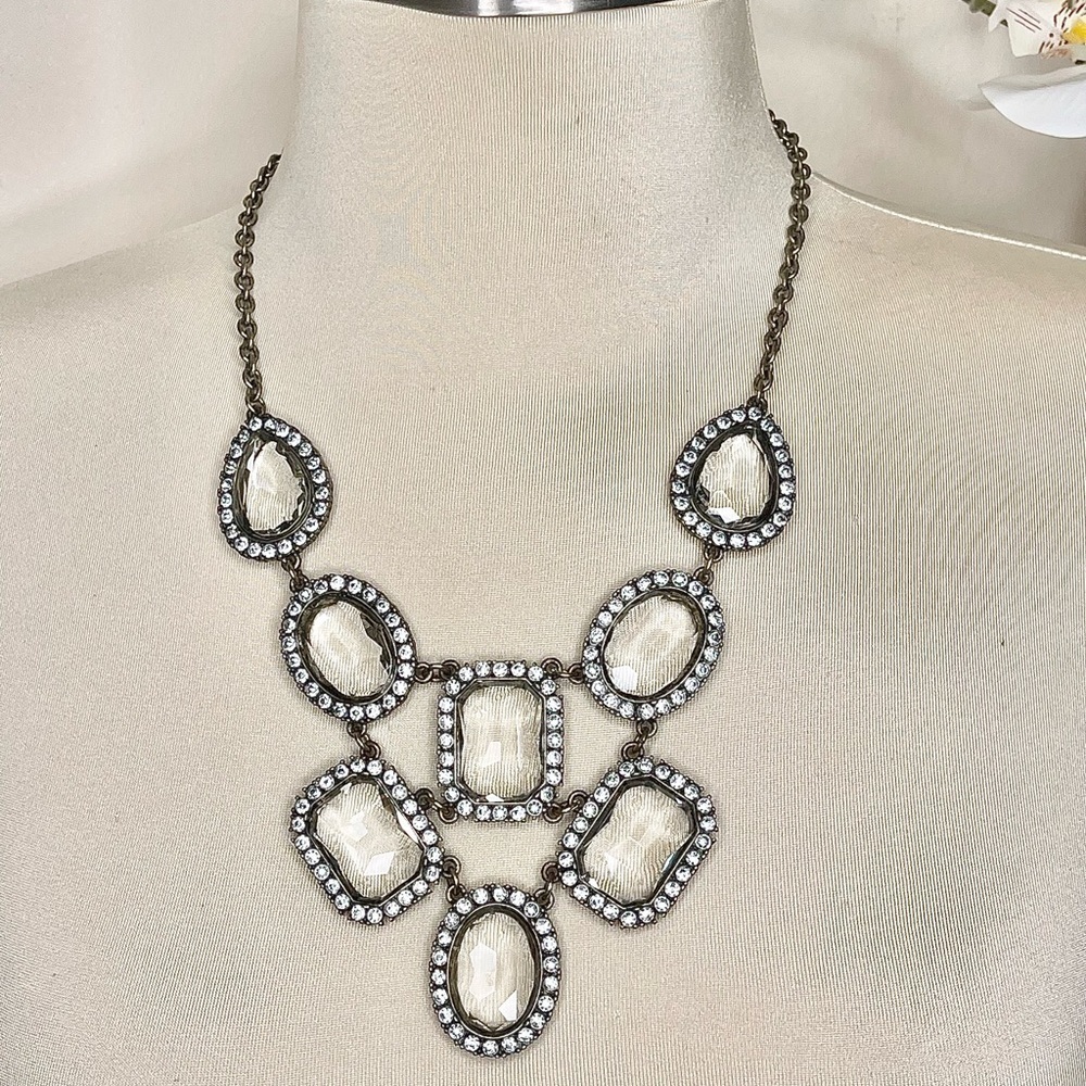 HTF J.Crew Cascading Crystal Statement Necklace - Picture 2 of 15